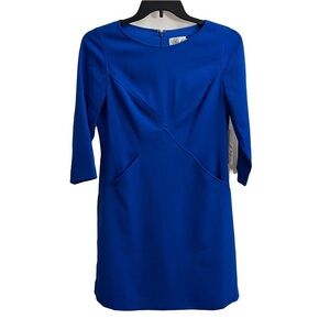 Eliza J Womens crisscross seam stretch crepe dress Size 8 Blue Red Shift Career